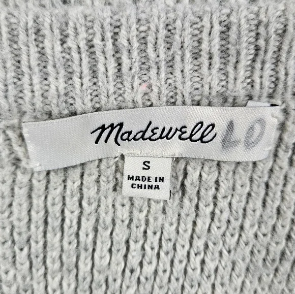 Madewell Province Light Gray Knit Cross-Back Sweater Sz S Crewneck Fall Casual - Picture 13 of 16